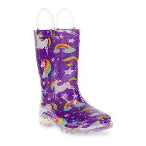 yz EGX^`[t fB[X u[cECu[c V[Y Western Chief Rainbow Unicorn Girls' Waterproof Lighted Rain Boots Purple