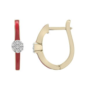 Aufbh fB[X ANZT[ sAXECO Unbranded 14k Gold Over Sterling Silver 1/10 Carat.W. Diamond Red Enameled Oval Hoop Earrings Gold Tone S[h