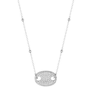 Sunkissed Sterling fB[X ANZT[ lbNXE`[J[Ey_ggbv [X Sunkissed Sterling Silver Cubic Zirconia Pave Medallionecklace Silver Tone Vo[