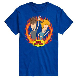 �A�j���L�����N�^�[ �����Y �g�b�v�X T�V���c Licensed Character Men's Beavis And Butthead Rock Flames Tee Royal Blue �u���[