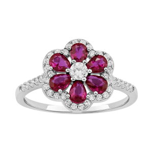�v�������[�Y ���f�B�[�X �A�N�Z�T���[ �����O PRIMROSE Sterling Silver Cubic Zirconia & Simulated Corundum Stone Flower Band Ring Sterling �X�g�[��