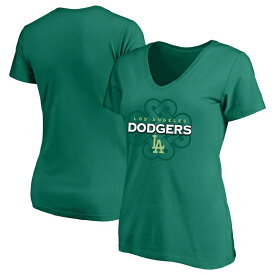 【送料無料】 プロファイル レディース Tシャツ トップス Women's Profile Kelly Green Los Angeles Dodgers Plus Size Celtic V-Neck T-Shirt Lad Green