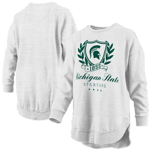 �v���X�{�b�N�X ���f�B�[�X �g�b�v�X T�V���c �X�E�F�b�g Women's Pressbox Heather Gray Michigan State Spartans Fielday Melange Poncho Pullover Sweatshirt Msu Grey �O���[