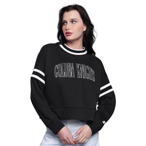 �X�^�[�^�[ ���f�B�[�X �g�b�v�X T�V���c �X�E�F�b�g �N���b�v�h Women'sStarter Black Vegas Golden Knights Power Play Cropped Pullover Sweatshirt Lvk Black �u���b�N