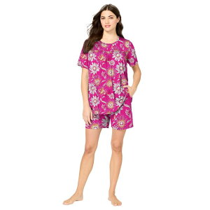 yz E[} EBYC fB[X iCgEFA A_[EFA Woman Within Women's Plus Size Serenada Shorty Pajamas Passion Pink Flower