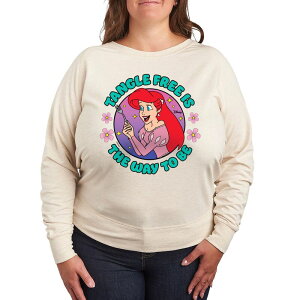 �A�j���L�����N�^�[ ���f�B�[�X �g�b�v�X T�V���c �v���X�T�C�Y �p�C�� Licensed Character Disney's The Little Mermaid Ariel Plusize Tangle Free French Terry Long Sleeve Tee Beige �x�[�W��