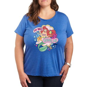 �A�j���L�����N�^�[ ���f�B�[�X �g�b�v�X T�V���c �v���X�T�C�Y �O���t�B�b�N Licensed Character Disney's The Little Mermaid Ariel Plusize Busy Being Me Graphic Tee Heatheroyal Blue �w�U�[