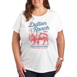 �A�j���L�����N�^�[ ���f�B�[�X �g�b�v�X T�V���c �v���X�T�C�Y �O���t�B�b�N Licensed Character Plusize Yellowstone Dutton Ranch USA Graphic Tee White �z���C�g