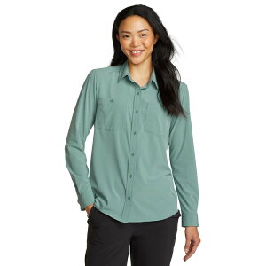 �G�f�B�[ �o�E�A�[ ���f�B�[�X �g�b�v�X �V���c �g�[�� Women's Eddie Bauer Tall Departure 3.0 Lonsleeve Shirt Green �O���[��