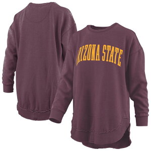 yz vX{bNX fB[X TVc gbvX Women's Pressbox Maroon Arizona State Sun Devils Melange Poncho Vintage Fleece Long Sleeve Pullover Sweatshirt Asu Red