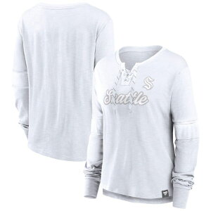 �t�@�i�e�B�N�X ���f�B�[�X �g�b�v�X T�V���c ���[�X Women's Fanaticseattle Kraken White Out Lace-Up Fashion Long Sleeve T-Shirt Krk White �z���C�g