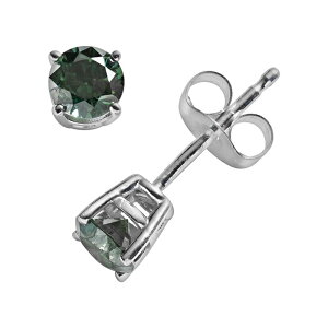 �A���u�����f�b�h ���f�B�[�X �A�N�Z�T���[ �s�A�X�E�C�������O Unbranded 10k White Gold 1/2-ct.W. Green Round-Cut Diamond Solitaire Stud Earrings Green �O���[��