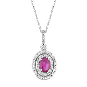 Aufbh fB[X ANZT[ lbNXE`[J[Ey_ggbv [X Unbranded 10k White Gold Ruby & 1/4 Carat.W. Diamondouble Halo Pendant Necklace 10k Whgold zCg