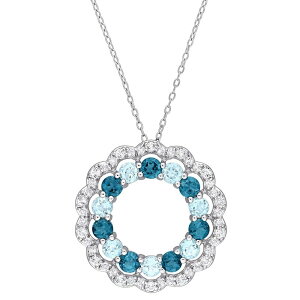 Xe O[X fB[X ANZT[ lbNXE`[J[Ey_ggbv Stella Grace Sterling Silver Blue Topaz & White Topaz Open Circle Pendant Necklace Sterling zCg