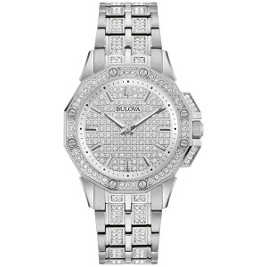 yz uo fB[X rv ANZT[ Bulova Women's Octava Stainless Steel Crystal Accent Bracelet Watch - 96L305 Silver