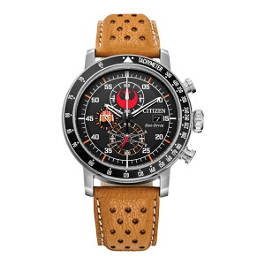 yz V`Y Y rv ANZT[ Citizen Men's Eco-Drive Star Wars Rebel Pilot Stainless Steel Chronograph Brown Leather Strap Watch Brown