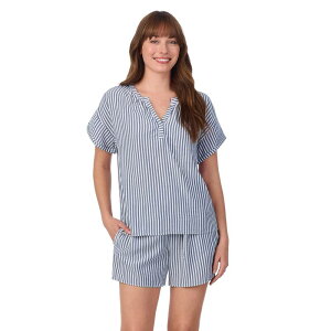 �h���C�p�[�W�F�[���X ���f�B�[�X �A���_�[�E�F�A �i�C�g�E�F�A �V���[�g�p���c Women's Draper James 2-Piece Seersucker Short Sleeve Pajama Top & Pajama Shortset Navy Stripe �l�C�r�[