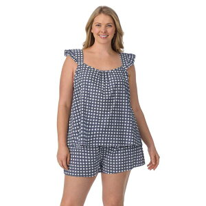 �h���C�p�[�W�F�[���X ���f�B�[�X �A���_�[�E�F�A �i�C�g�E�F�A �v���X�T�C�Y Plusize Draper James 2-Piece Woven Pajama Tank Top & Pajama Boxerset Navy Wicker �l�C�r�[
