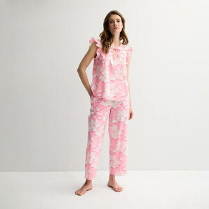 �h���C�p�[�W�F�[���X ���f�B�[�X �A���_�[�E�F�A �i�C�g�E�F�A �p���c Women's Draper James 2-Piece Woven Pajama Tank Top & Pajama Pantset Pink Magnolia Shadows �s���N