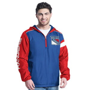 �J�[�� �o���N�X �����Y �g�b�v�X T�V���c �p�[�J�[ �W���P�b�g Men's G-III Sports by Carl Banks Blue/Red New York Rangers Lateral Half-Zip Hoodie Jacket Ran Blue �u���[