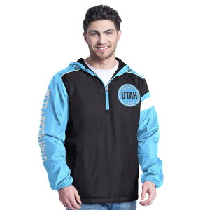�J�[�� �o���N�X �����Y �g�b�v�X T�V���c �p�[�J�[ �W���P�b�g Men's G-III Sports by Carl Banks Light Blue/Black Utahockey Club Lateral Half-Zip Hoodie Jacket Ute Light �u���b�N