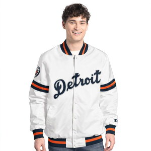 �X�^�[�^�[ �����Y �A�E�^�[ �W���P�b�g�E�u���]�� Men'sStarter White Detroitigers Cooperstown Scout Full-Snap Varsity Jacketgr White �z���C�g