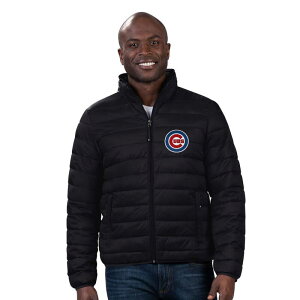 yz J[ oNX Y WPbgEu] AE^[ Men's G-III Sports by Carl Banks Black Chicago Cubs Packable Neck Pillow Full-Zip Puffer Jacket Cub Black