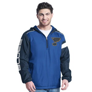 �J�[�� �o���N�X �����Y �g�b�v�X T�V���c �p�[�J�[ �W���P�b�g Men's G-III Sports by Carl Banks Blue/Navy St. Louis Blues Lateral Half-Zip Hoodie Jacket Blue �u���[