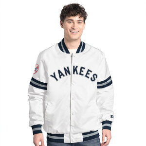 �X�^�[�^�[ �����Y �A�E�^�[ �W���P�b�g�E�u���]�� Men'sStarter White New York Yankees Cooperstown Scout Full-Snap Varsity Jacket Ynk White �z���C�g