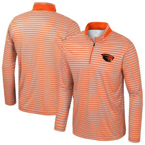 �R���V�A�� �����Y �g�b�v�X T�V���c Men's Colosseum Orange Oregon State Beaverstriped Quarter-Zip Top Ors Orange �I�����W