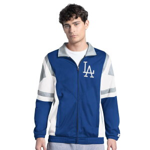 �X�^�[�^�[ �����Y �A�E�^�[ �W���P�b�g�E�u���]�� Men'starteroyal/Gray Los Angeles Dodgers Contender Tricot Full-Zip Track Jacket Lad Blue �u���[