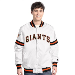 �X�^�[�^�[ �����Y �A�E�^�[ �W���P�b�g�E�u���]�� Men'sStarter White San Francisco Giants Cooperstown Scout Full-Snap Varsity Jacket Gnt White �z���C�g