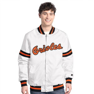 �X�^�[�^�[ �����Y �A�E�^�[ �W���P�b�g�E�u���]�� Men'sStarter White Baltimore Orioles Cooperstown Scout Full-Snap Varsity Jacket Orl White �z���C�g