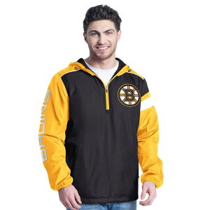 �J�[�� �o���N�X �����Y �g�b�v�X T�V���c �p�[�J�[ �W���P�b�g Men's G-III Sports by Carl Banks Black/Gold Boston Bruins Lateral Half-Zip Hoodie Jacket Bsblack �u���b�N