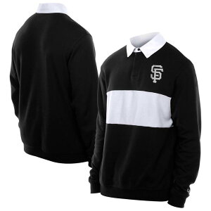 �j���[�G�� �����Y �g�b�v�X T�V���c �|���V���c �J���[�u���b�N Men's New Era Black San Francisco Giants Throwback Prep Colorblock Rugby Polo Gnt Black �u���b�N