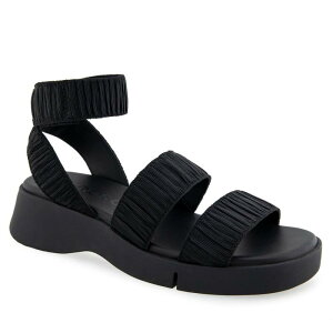�G�A���\�[���Y ���f�B�[�X �V���[�Y �T���_�� Aerosoles Fiona Women's Elastic Flatform Sandals Black �u���b�N