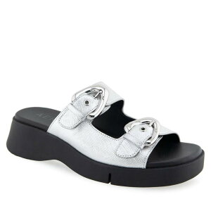 �G�A���\�[���Y ���f�B�[�X �V���[�Y �T���_�� �q�[�� Aerosoles Faith Women's Block Heeled Slide Sandalsilver Metallic �V���o�[