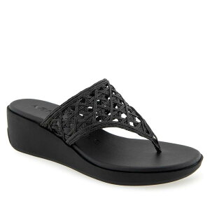 yz GA\[Y fB[X T_ V[Y Aerosoles IVIE Women's Wedge Sandals Black Raffia