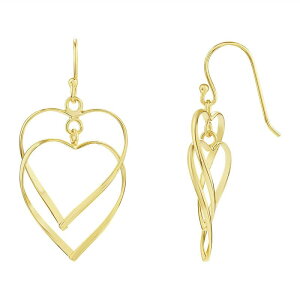 v[Y fB[X ANZT[ sAXECO PRIMROSE Silver Tone Polishedouble Heart Wire Drop Earrings Gold Tone S[h