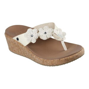 yz XPb`[Y fB[X T_ V[Y Skechers Cali Arch Fit Beverlee Rare Blossom Women's Wedge Sandals Off White