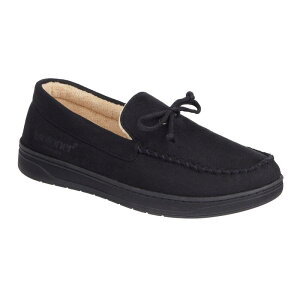 AC\gi[ Y V[Y T_ XG[h Isotoner Microsuede Boater Men's Moccasin Slippers Black ubN