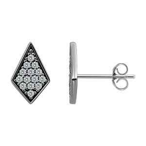 yz Aleure Precioso fB[X sAXECO ANZT[ Aleure Precioso Pave Cubic Zirconia Geometric Diamond Shaped Stud Post Earrings Sterling