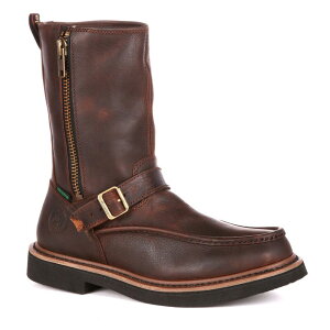 �W���[�W�A�u�[�c �����Y �V���[�Y �u�[�c�E���C���u�[�c Georgia Bootside-Zip Men's 10-in. Waterproof Wellington Work Boots Brown �u���E��
