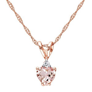 yz Xe O[X fB[X lbNXE`[J[Ey_ggbv ANZT[ Stella Grace 10k Rose Gold Morganite & Diamond Accent Heart Pendant Pink