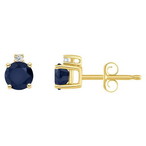 Aufbh fB[X ANZT[ sAXECO Unbranded 14k Gold 4 mm Round Birthstone & 1/10 Carat.W. Diamond Stud Earringsapphire Sep Tt@CA