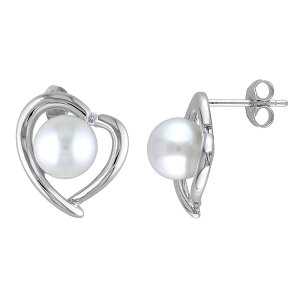 Xe O[X fB[X ANZT[ sAXECO Stella Grace Sterling Silver Diamond Accent & Freshwater Cultured Pearl Heart Earringsterling Silver Vo[