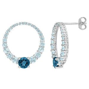 yz Xe O[X fB[X sAXECO ANZT[ Stella Grace Sterling Silver London & Sky Blue Topaz Graduated Open Circle Earrings Sterling