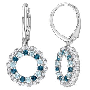 yz Xe O[X fB[X sAXECO ANZT[ Stella Grace Sterling Silver Blue Topaz & White Topaz Circle Drop Leverback Earrings Sterling