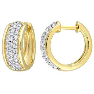 yz Xe O[X fB[X sAXECO ANZT[ Stella Grace 18K Gold Over Silver 1/2 Carat T.W Lab-Created Moissanite Triple Row Hoop Earrings Gold Tone