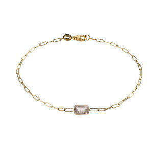 �A���u�����f�b�h ���f�B�[�X �A�N�Z�T���[ �u���X���b�g�E�o���O���E�A���N���b�g Unbranded 14k Gold White Topaz Paperclip Bracelet 14k Gold �S�[���h